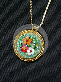 Italy Italian Heritage Glass Mosaico Jewelry Homemade Micro-mosaic micromosaic mosaic necklace charm accessory photo