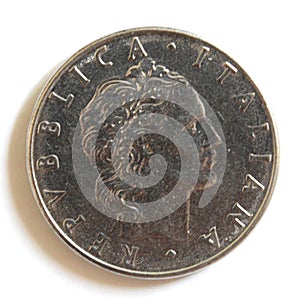 ITALY - July 1,2023 : Old italian coin 50 lire.