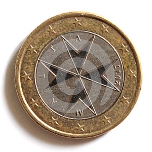 ITALY - July 12,2023 : One euro coin on white background.