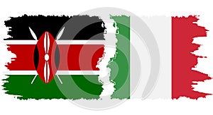 Italy and Kenya grunge flags connection vector