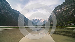 Italy. Lake Lago di Landro Time lapse