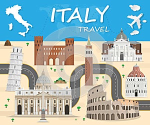 Italy Landmark Global Travel And Journey Infographic Vector