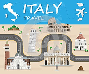 Italy Landmark Global Travel And Journey Infographic Vector Design Template.vector illustration