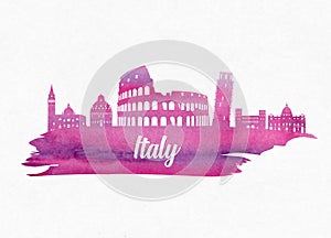 Italy Landmark Global Travel And Journey watercolor background. Vector Design Template.used for your advertisement, book, banner,