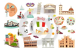 Italy landmarks vector set