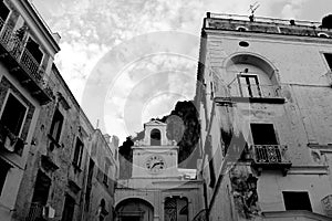 Italy Landscape - Black and White Atrani Village