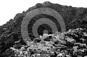 Italy Landscape - Positano Village and the Mountains