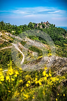 Italy landscapes vertical photography background - Monteveglio castle - Bologna