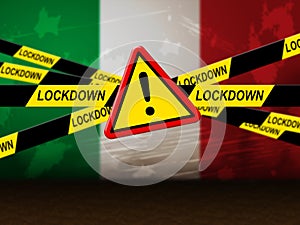 Italy lockdown stopping ncov epidemic or outbreak - 3d Illustration