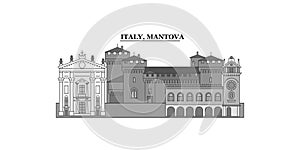 Italy, Mantova city skyline isolated vector illustration, icons