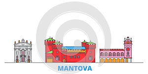 Italy, Mantova line cityscape, flat vector. Travel city landmark, oultine illustration, line world icons