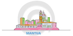 Italy, Mantua line cityscape, flat vector. Travel city landmark, oultine illustration, line world icons