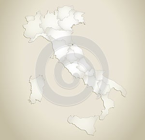 Italy map, administrative division, old paper background blank