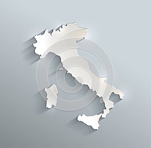 Italy map blue white card paper 3D