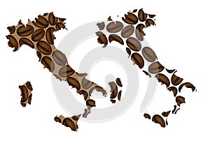 Italy - map of coffee bean