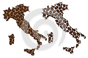 Italy - map of coffee bean
