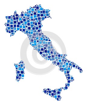 Italy Map Collage of Pixels