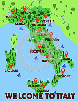 Italy map country infographics