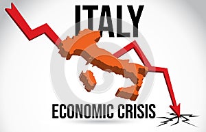 Italy Map Financial Crisis Economic Collapse Market Crash Global Meltdown Vector