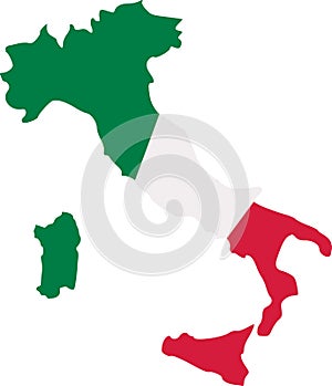 Italy map with flag