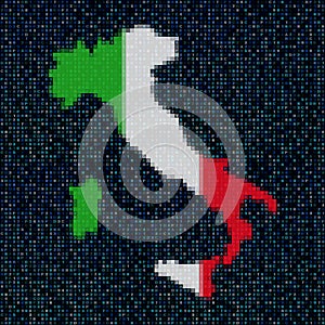 Italy map flag on hex code illustration