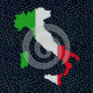 Italy map flag on hex code illustration photo