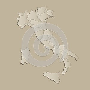 Italy map with individual states separated, infographics blank