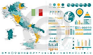 Italy Map and Infographics design elements