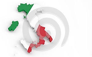 Italy map with Italian flag