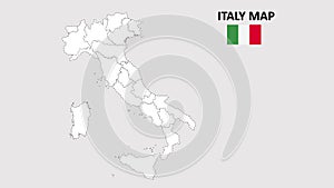 Italy Map. Italy Map with white background and line map