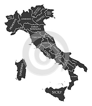 Italy Map labelled black
