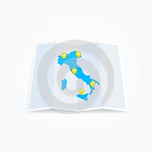 Italy Map with Location Pins