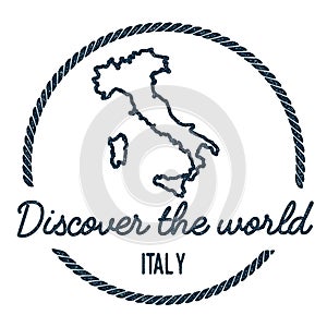 Italy Map Outline. Vintage Discover the World.