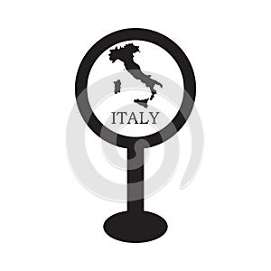 Italy map in pin location sign. Vector illustration, isolated on white background.