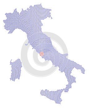 Italy map radial dot pattern