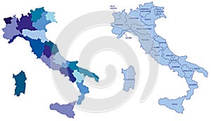 Italy map with regions