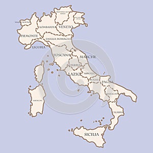 Italy map with regions