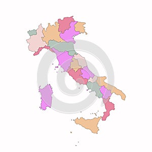 Italy map with regions.