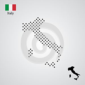 Italy map silhouette halftone style