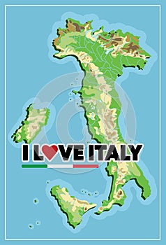 Italy map sticker - I Love Italy