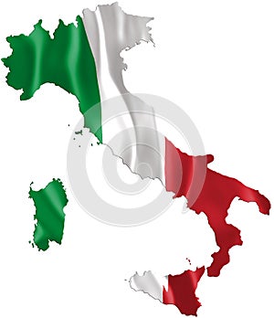 Italy map with waving flag