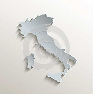 Italy map white blue card paper 3D