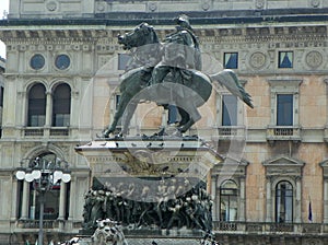 Italy, Milan, Cathedral Square (Piazza del Duomo), monument to Victor Emmanuel II