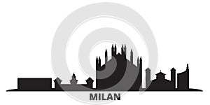 Italy, Milan City city skyline isolated vector illustration. Italy, Milan City travel black cityscape