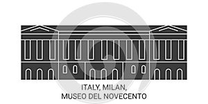 Italy, Milan, Museo Del Novecento travel landmark vector illustration