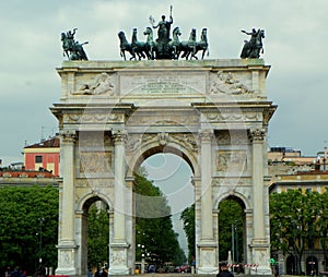 Italy, Milan, Parco Sempione (Simplon Park), Arch of Peace