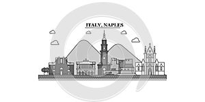 Italy, Naples city skyline isolated vector illustration, icons