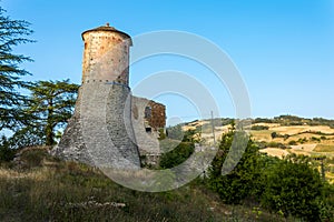 Italy, Old ruins and panoramic view