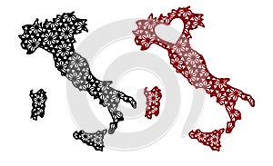 Italy outline with decorative geometric pattern and heart outline. Cut and Sublimation File