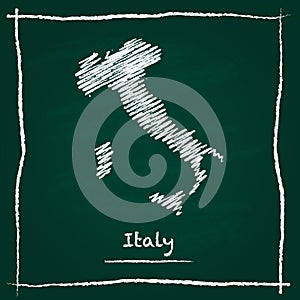 Italy outline vector map hand drawn with chalk on.